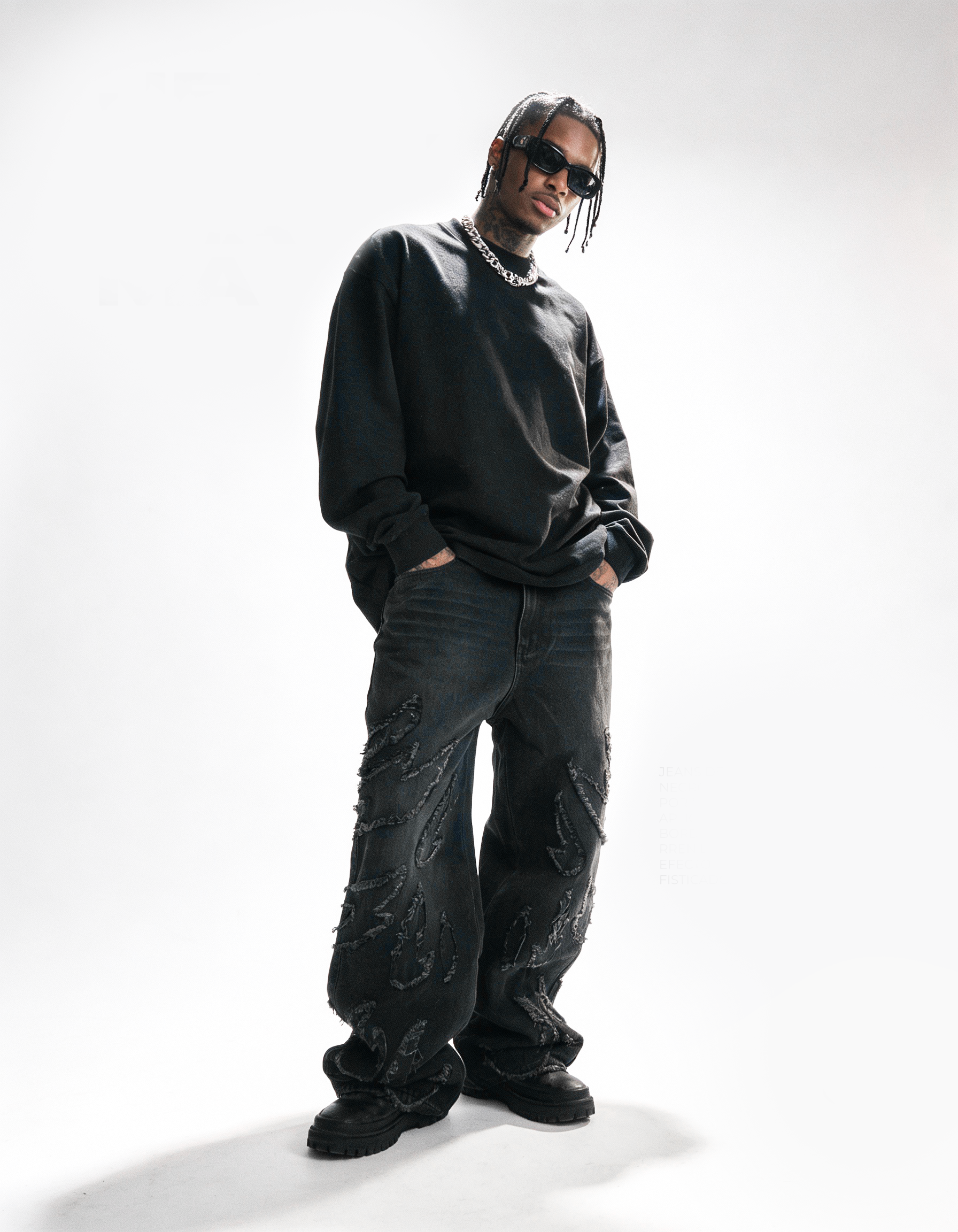 JEAN BAGGY FLAMA BLACK