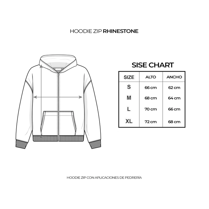 HOODIE ZIP RHINESTONE PLOMO