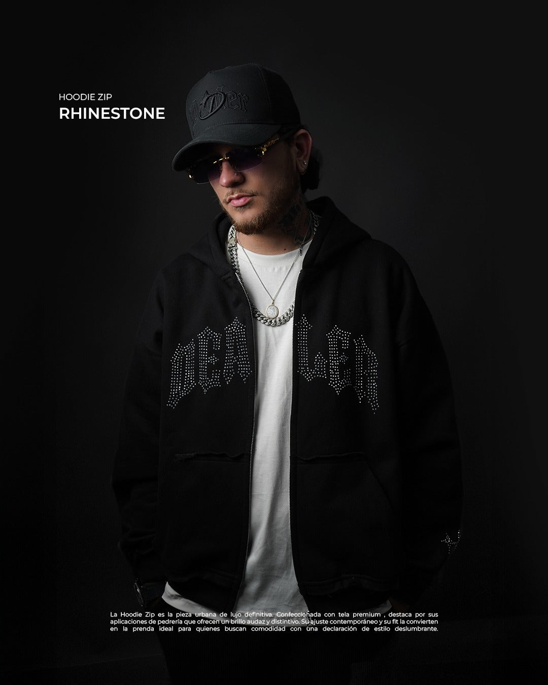 HOODIE ZIP RHINESTONE