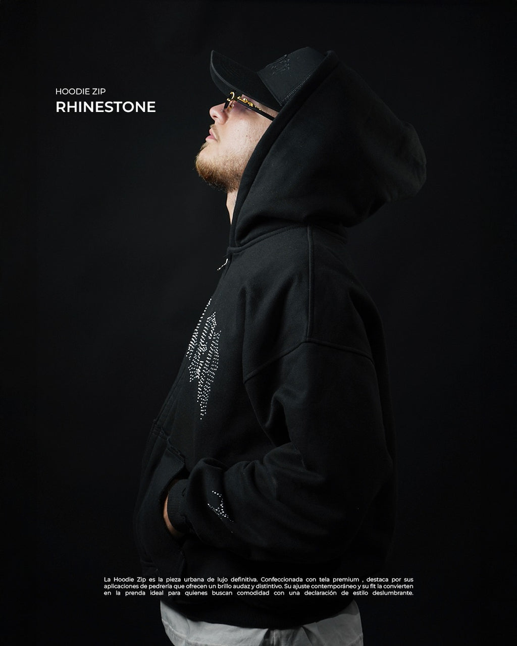 HOODIE ZIP RHINESTONE