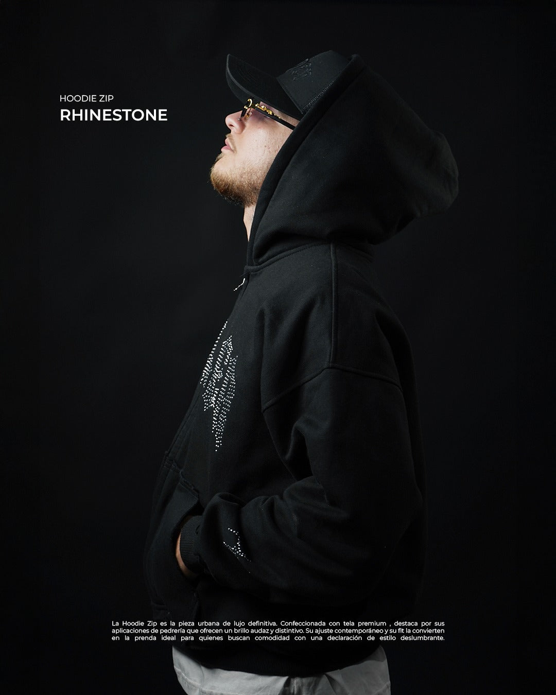 HOODIE ZIP RHINESTONE