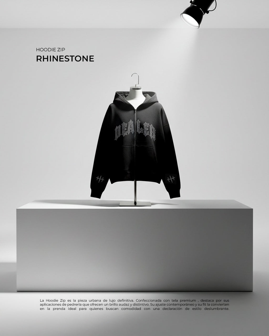 HOODIE ZIP RHINESTONE