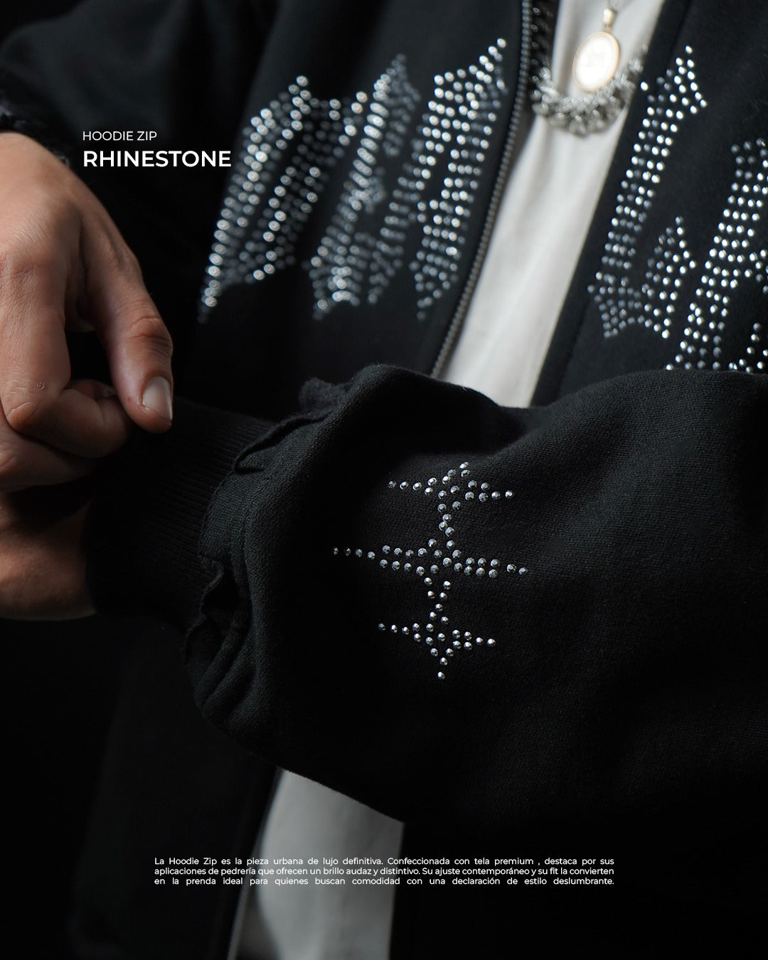 HOODIE ZIP RHINESTONE