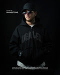 HOODIE ZIP RHINESTONE NEGRO