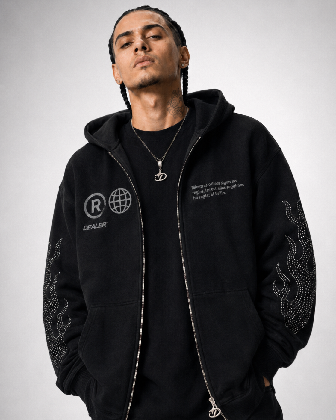 ZIP HOODIE RHINESTONE