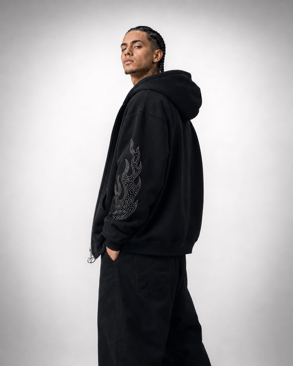 ZIP HOODIE RHINESTONE