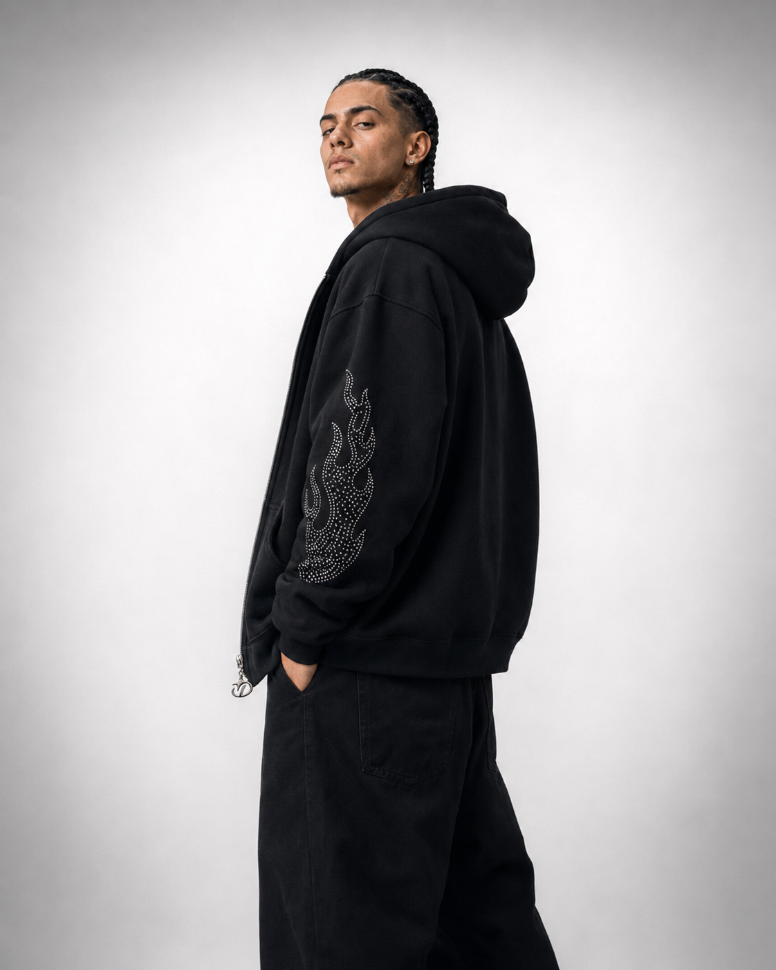 ZIP HOODIE RHINESTONE