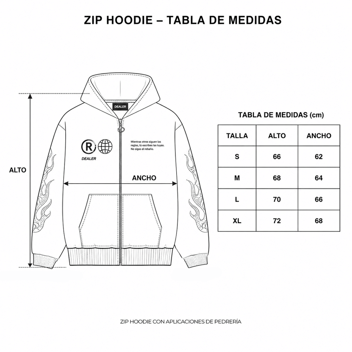 ZIP HOODIE RHINESTONE