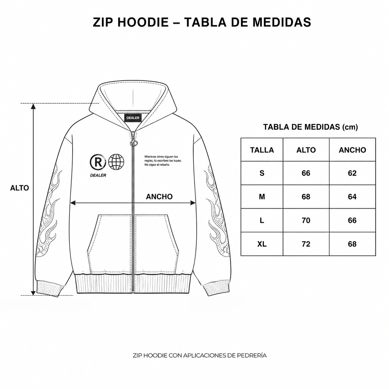 ZIP HOODIE RHINESTONE